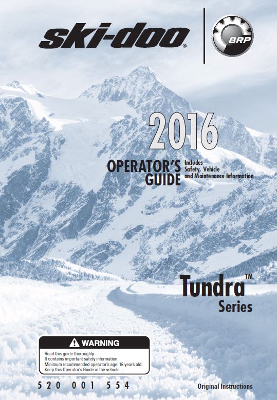 Ski-doo 2016 Operator's guide book